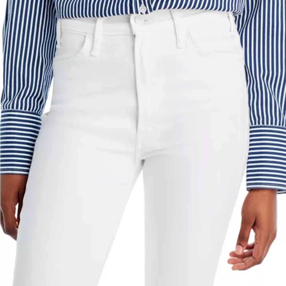 MOTHER The Hustler Ankle Fray White Jeans - Picture 2 of 10